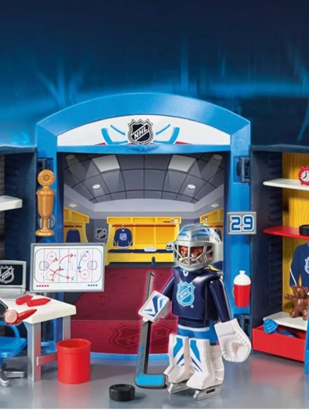 Playmobil NHL Set 65 pc Hockey Locker Room Playset Coach Player New 9176